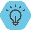 Lightbulb icon on blue background